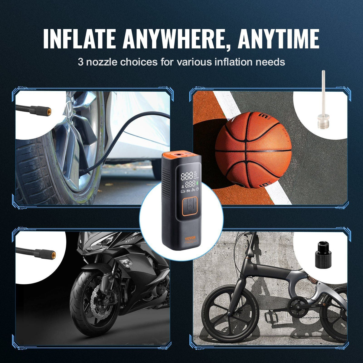 Tire Inflator Portable Air Compressor 7800mAh 3.7V 2X Faster 160PSI Auto-Off