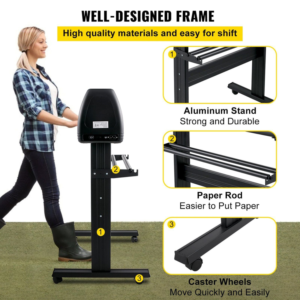 Vinyl Cutter Machine, 34in / 870mm, LED Plotter Printer, Precise Manual Positioning, Softwares Support MAC and Windows Systems, Adjustable Force and Speed, Floor Stand for Making Sign Label