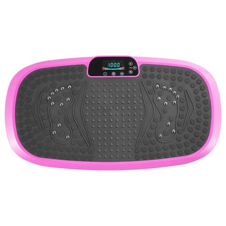 Vibration Plate Exercise Machine, Full Body Shaker with Magnetic Acupoints for Lymphatic Drainage and Weight Loss, Home Gym Workout Fitness Equipment with 2 Resistance Bands for Women Men, Pink