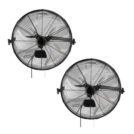 Wall Mount Fan, 18 in Wall Mounted Hanging Fan, 3-Speed, Long Airflow Distance, Adjustable Rotation Angle, Mechanical Control, Powerful for Industry, Commercial, Garage, Workshop, Gym, 2 Pack