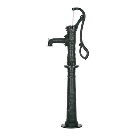 Well Hand Pitcher Pump, 20 ft Max Lift, Antique Cast Iron Manual Hand Water Pump with Heightening Base, NPT 1-1/4 in Connection, Easy Installation, for Outdoor Garden, Pond, Yard, Farm, Green
