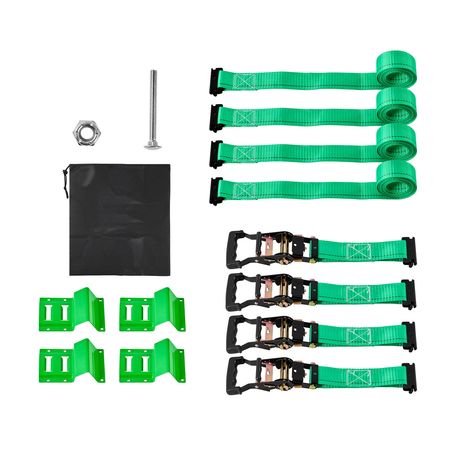 Wheel Chock Tie-Down Kit, Chock-Style Trailer Tie Down Strap, Car Tie Down Kit with Buckle, Break Strength 4380 lbs & Working Load 1460 lbs Motorcycle Tie-Down System E-Hooks for ATVs, UTVs