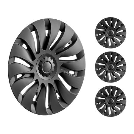 Wheel Rim Cover Hubcaps, 19 in, 2020-2024 Model Y Fully Fit Hubcap with Snap, Guard Tape & Valve Nozzle Hole, ABS & PC Hubcap with High Rigidity & Less Wind Drag, Fits for All Weather Use