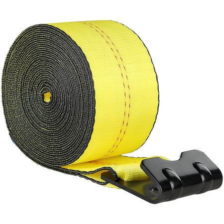 Winch Straps, 4" x 40', 6000 lbs Load Capacity, 18000 lbs Break Strength, Truck Straps with Flat Hook, Flatbed Tie Downs Cargo Control for Trailers, Farms, Rescues, Tree Saver, Yellow (10 Pack)
