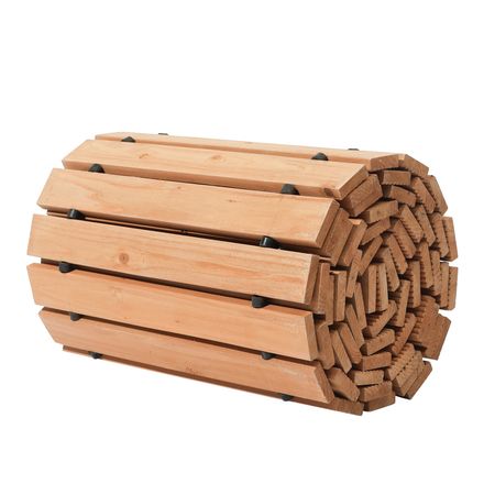Wooden Garden Pathway, 12 ft L x 17 in W, Non-Slip Straight Garden Walkway, Roll Out Cedar Outdoor Walkway Path with Wire Rope Connection, Decorative Garden Paver for Backyard Wedding Party