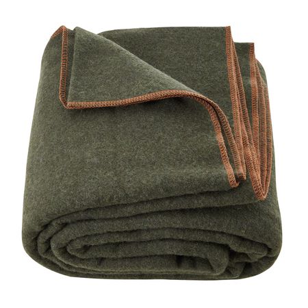 Wool Camping Blanket, Large Warm Stadium Blanket, Waterproof & Windproof, Flame Retardant, Great for Outdoors, Picnics, Hiking, Sports Events, Travel, 64" x 88" (80% Wool), Army Green