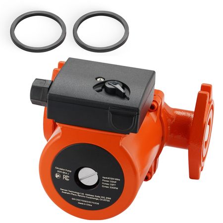 0011-BF4-J Cast Iron Circulator Pump, 33 GPM, AC 120V 33 ft Hot Water Recirculating Circulation Pump, 1-1/4 in Flange Connection, 3-Speed Adjustment, Quiet Operation, for Home Heating System