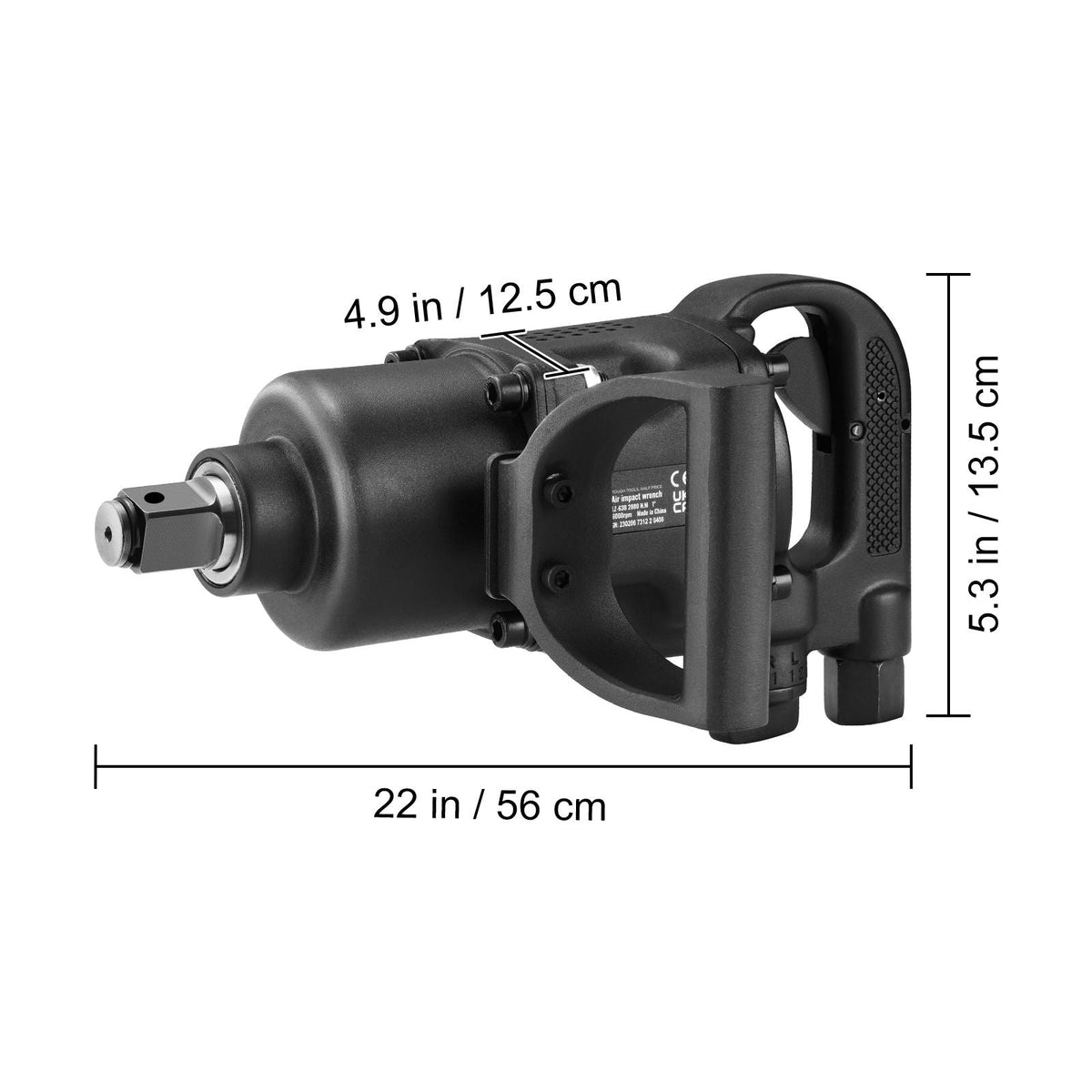 1 Inch Air Impact Wrench, Up to 2730 ft-lbs Reverse Torque Output 1" Pneumatic Impact Gun Lightweight w/ 2 Handles for Heavy Duty Repairs and Maintenance