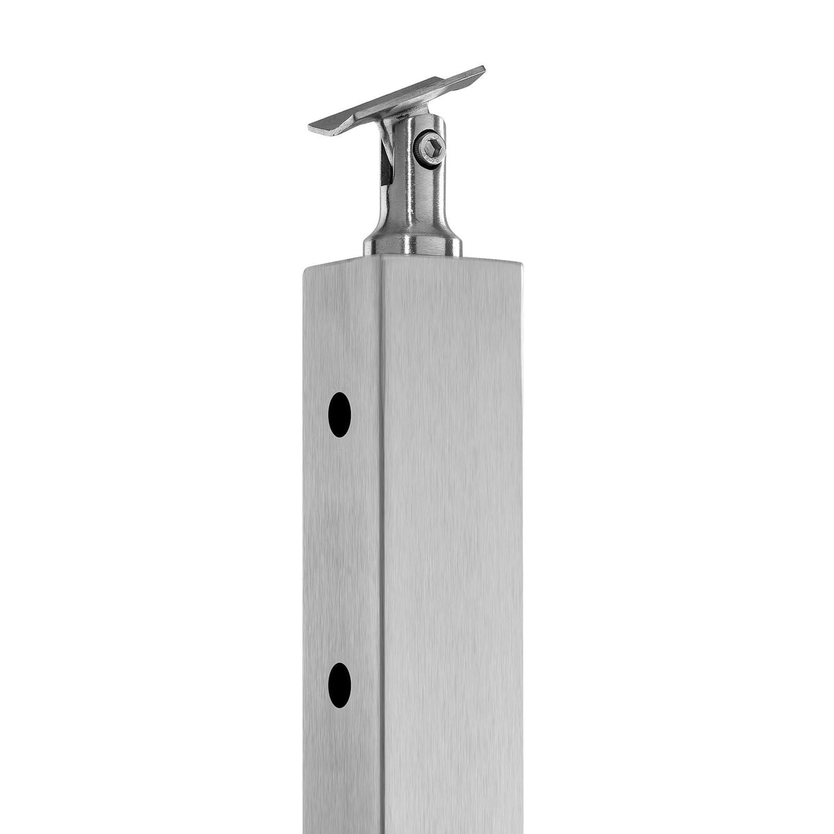 1-Pack Cable Railing Post, 36x2x2 In Horizontal-Hole Deck Railing Post with Pre-Drilled Holes, Stainless Steel Cable Rail Post with Horizontal and Curved Bracket, Silver, 1JZLGZXYS91466KZK001V0