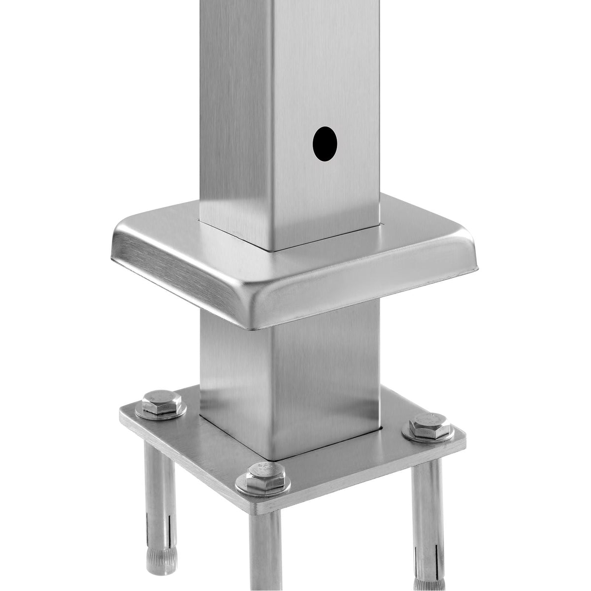 1-Pack Cable Railing Post, 36x2x2 In Horizontal-Hole Deck Railing Post with Pre-Drilled Holes, Stainless Steel Cable Rail Post with Horizontal and Curved Bracket, Silver, 1JZLGZXYS91466KZK001V0