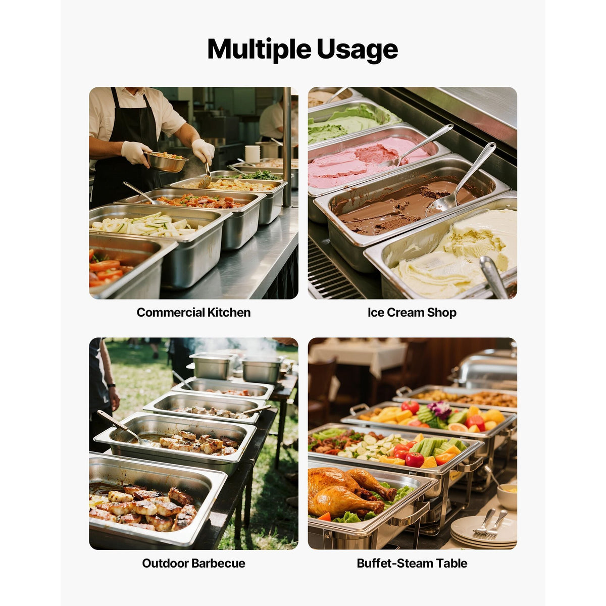 1 Pack Stainless Steam Hotel Pan, Full Size Table Steam Pan, 6 Inch Deep Anti Jam Restaurant Supplies Reusable Rustproof Catering Storage for Home, Party, Restaurant, Hotel, Buffet