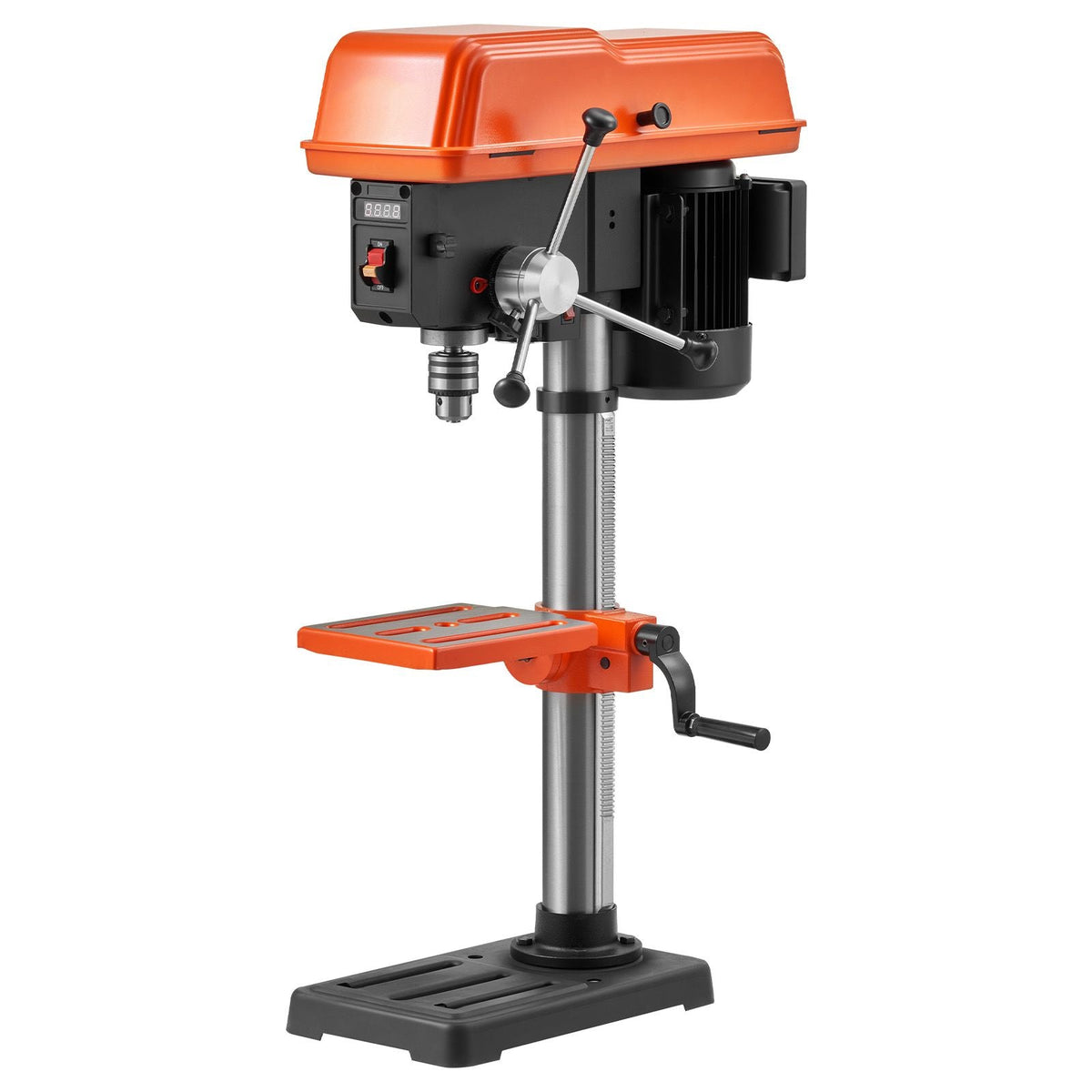 10-Inch Benchtop Drill Press, 5 Amp, 0.8 HP 600W Bench Drill Press, 530-3140 RPM Variable Speed, 0-45° Tilting Worktable, with Laser and LED Work Light, Tabletop Drilling Machine, for Wood Metal