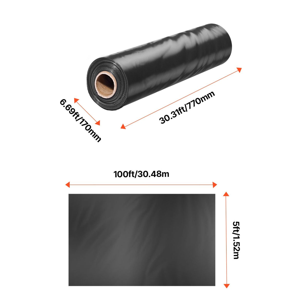 10 Mil Plastic Sheeting Heavy Duty 5' x 100', Thick Plastic Sheeting Roll, Plastic Drop Cloth Painters Tarp, Polyethylene Covering for Crawl Space Vapor Barrier, Multi-Purpose, Black