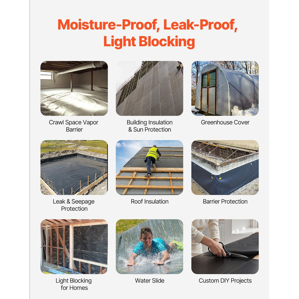 10 Mil Plastic Sheeting Heavy Duty 5' x 100', Thick Plastic Sheeting Roll, Plastic Drop Cloth Painters Tarp, Polyethylene Covering for Crawl Space Vapor Barrier, Multi-Purpose, Black