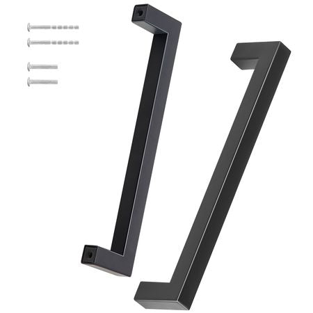10 Pack Cabinet Pulls, 6.3in / 160mm Center to Center Slim Square Kitchen Cabinet Drawer, Stainless Steel Modern Kitchen Cupboard Door Handles for Kitchen Bathroom Bar Hardware Matte Black