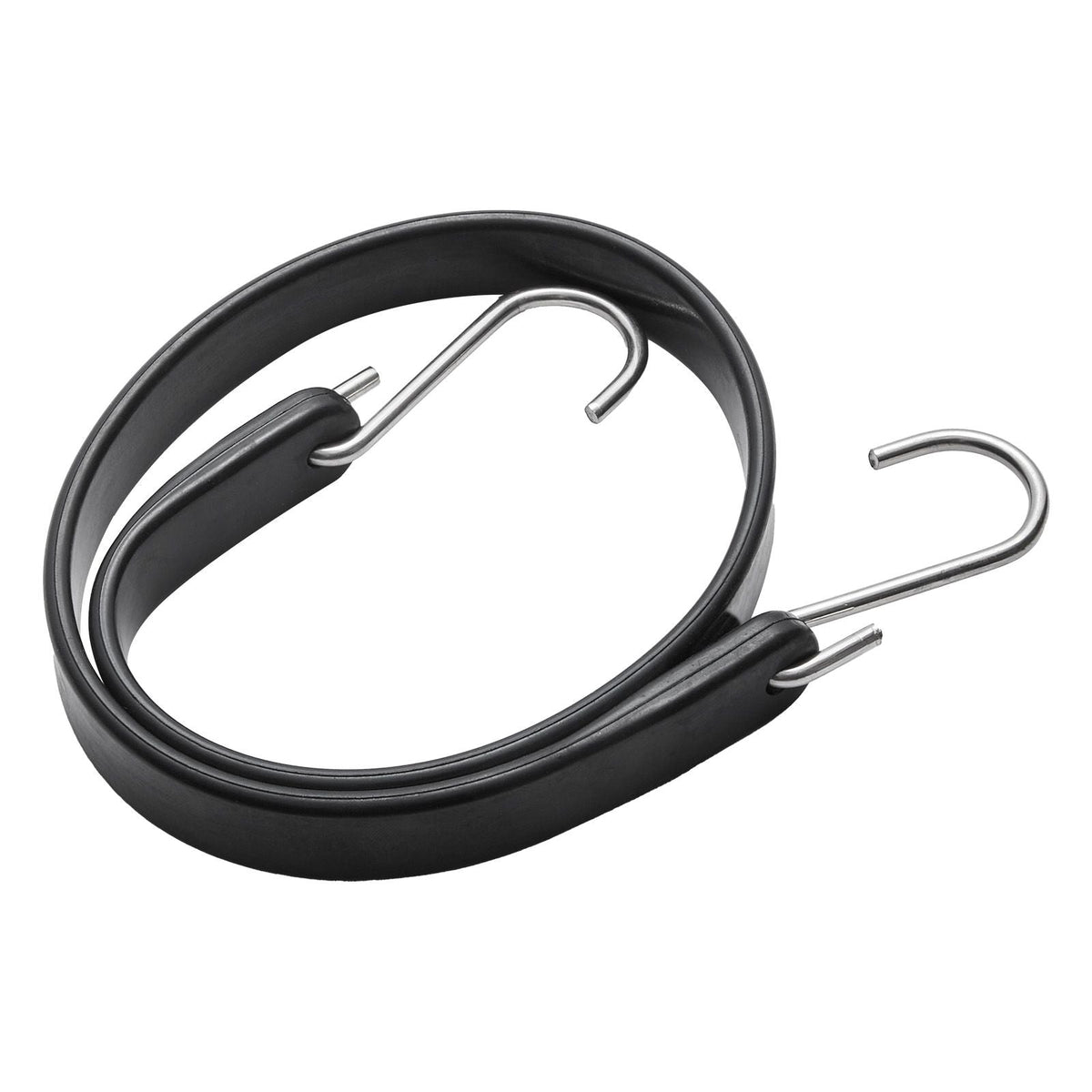 10 Piece Flat Bungee Cord, 20 mm Heavy Duty Bungee Straps with Steel S-Hooks, 24" Elastic Bungee Rope for Cargo, Tarps, Trucks and Tent, Black