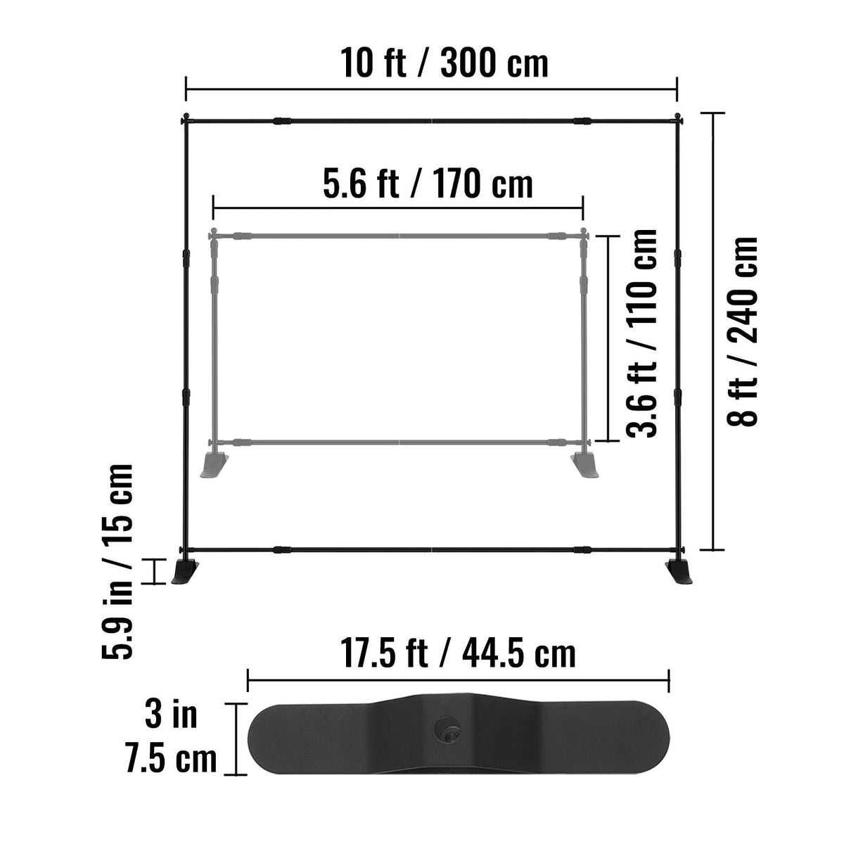 10 x 8 Ft Backdrop Banner Stand Adjustable Height and Width Newest Step and Repeat for Trade Show Wall Exhibitor Photo Booth Background