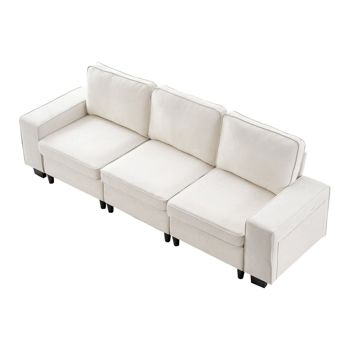100-Inch Modular 3-Seater Sofa – Comfy Couch with Deep Seats & Hidden Storage, Modern Design for Living Room, Apartment, or Office, White