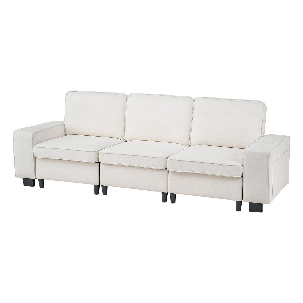 100-Inch Modular 3-Seater Sofa – Comfy Couch with Deep Seats & Hidden Storage, Modern Design for Living Room, Apartment, or Office, White