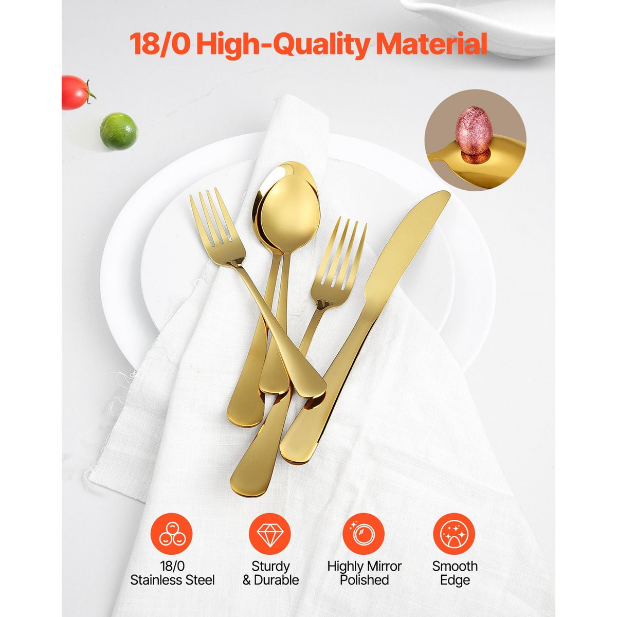100-Piece Gold Silverware Set, Food-Grade Stainless Steel Flatware Utensils for 20, Mirror Finished Cutlery Set, Dishwasher Safe Eating Tableware for Kitchen Home, Include Knife Fork Spoon