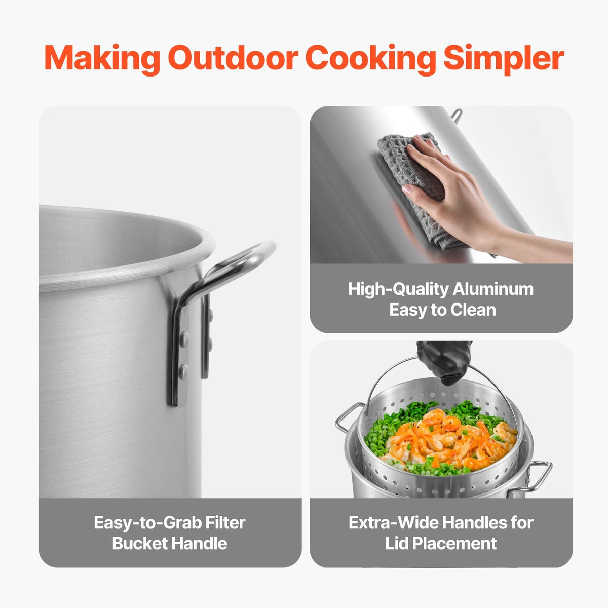 100 Qt Seafood Boiling Kit with Strainer, Outdoor Seafood Boil Pot and Basket, Cooking Set for Crab Crawfish Lobster Boiling, Aluminum Stockpot with 100,000 BTUs Propane Burner and Steamer Rack
