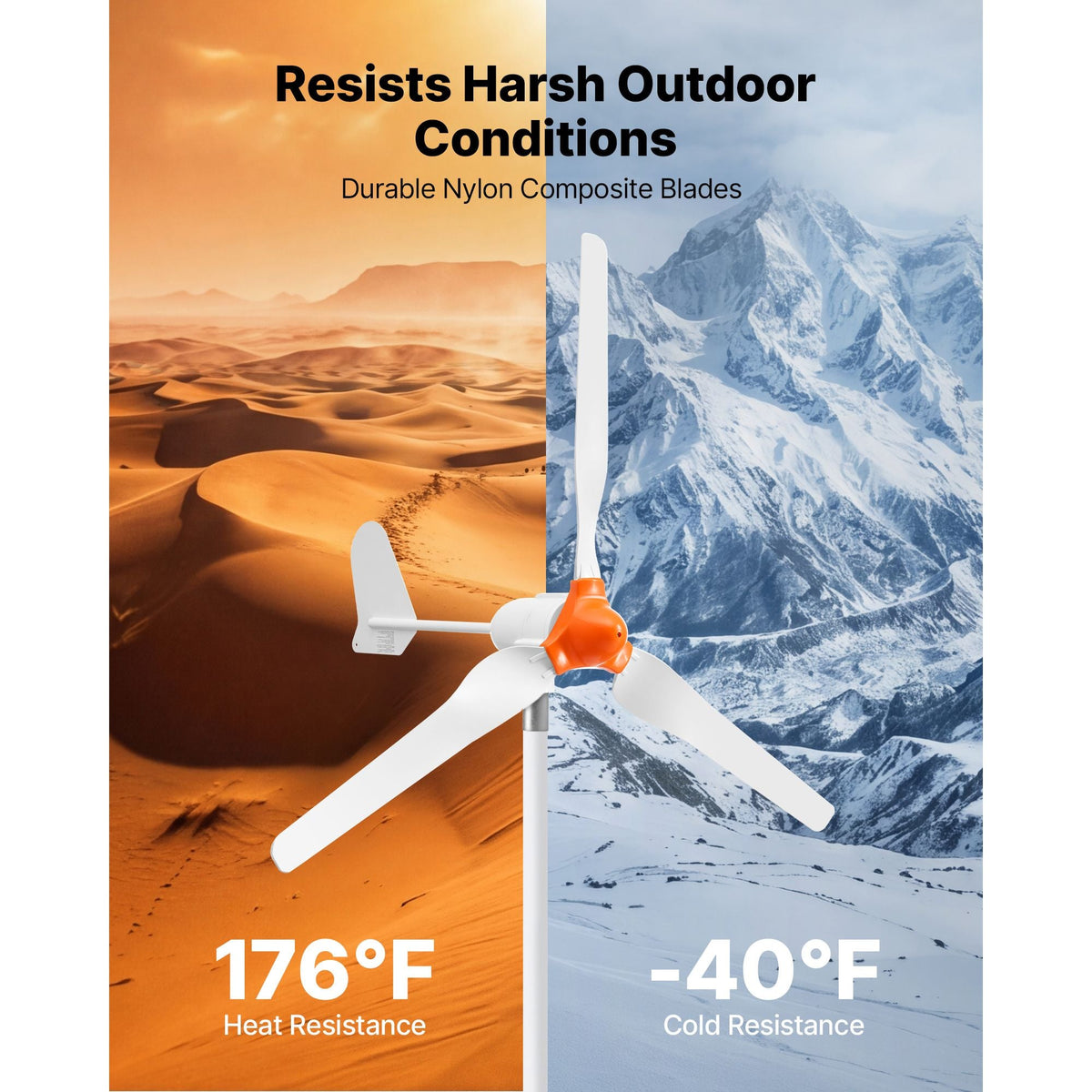 1000W 12V Wind Turbine Generator, 3-Blade Wind Turbine Kit with Wind/Solar Hybrid Controller, Efficient 3-Phase AC Permanent Wind Power Generator for RV Boat Home Farm (Tower Pole Not Include)