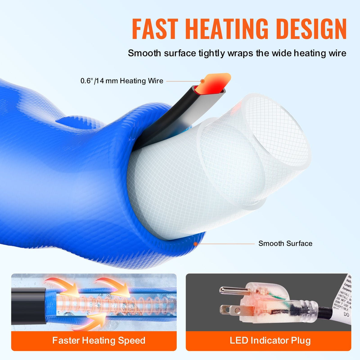 100ft Heated Water Hose for RV, Heated Drinking Water Hose with Corrugated Cover Antifreeze to -45 Fahrenheit , Automatic Self-regulating, 5/8" I.D. with 3/4" GHT Adapter, Lead and BPA Free