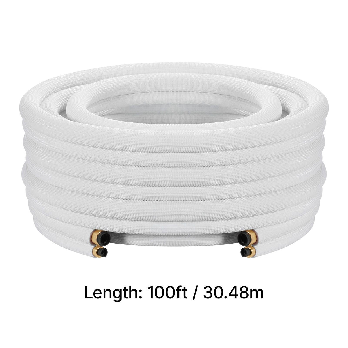 100ft Mini Split Line Set, 3/8' & 5/8' OD AC Copper Tubing Pipe, 3/8 White PE Thickened Insulated Coil with Flared Nuts, Strapping Tapes, for Mini Split Air Conditioner HVAC or Heat Pump System