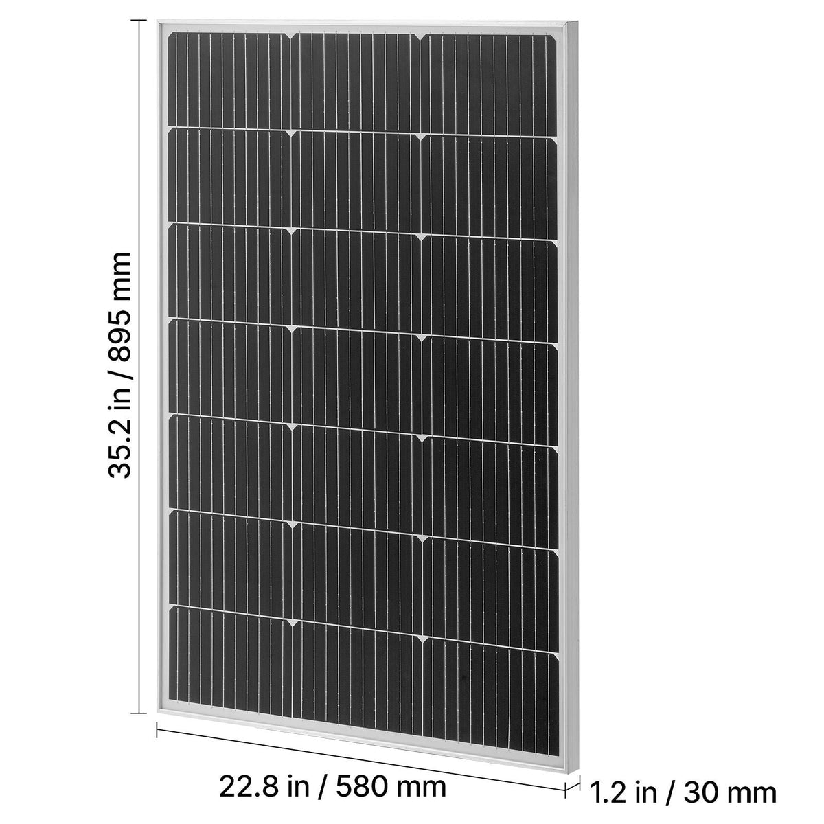 100W Monocrystalline Solar Panel, 23% High-Efficiency Mono PV Module with Stable MC4 Output & Aluminum Frame, IP65 Waterproof Solar Panel for Car Boat RV Flat Rooftop Off-Grid Applications
