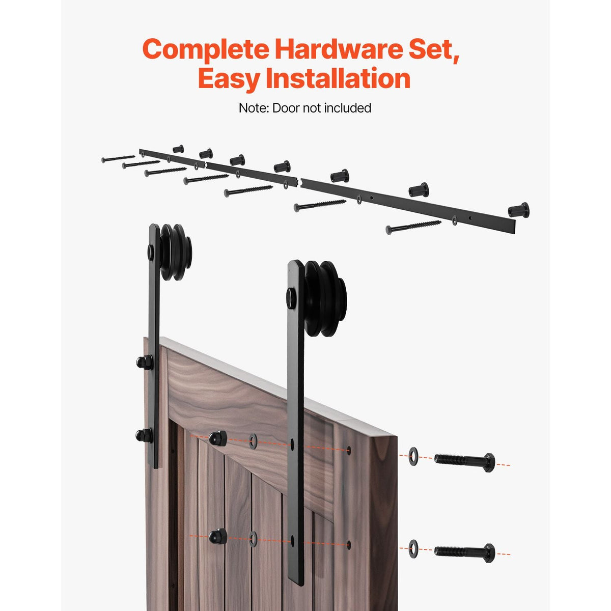 10FT Sliding Barn Door Hardware Kit, 330 LBS Weight Capacity, Compatible with 60 Inches Max Width & 1-3/8 to 1-3/4 Inches Thickness Single Sliding Barn Door, Durable Track & I-shape Roller,Black