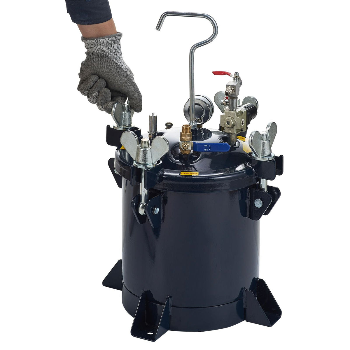 10L/2.5gal Spray Paint Pressure Pot Tank, 70PSI Max Air Paint Pressure Pot, Metal Rack and Leak Repair Sealant for Industry Home Decor Architecture Construction Automotive Painting