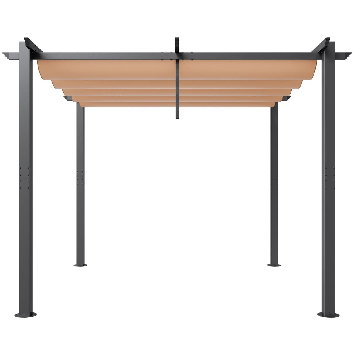 10'x10' Outdoor Retractable Pergola with Canopy, Aluminum Pergola with Retractable Canopy, Modern Pergola with Sun Shade Canopy for Patios, Gardens, Decks, Backyards (Beige)