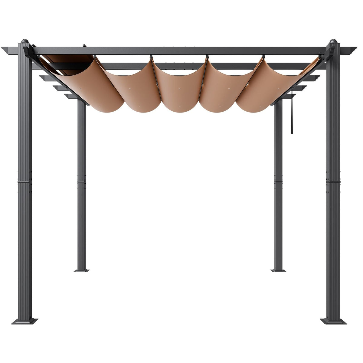 10'x10' Outdoor Retractable Pergola with Canopy, Aluminum Pergola with Retractable Canopy, Modern Pergola with Sun Shade Canopy for Patios, Gardens, Decks, Backyards (Beige)