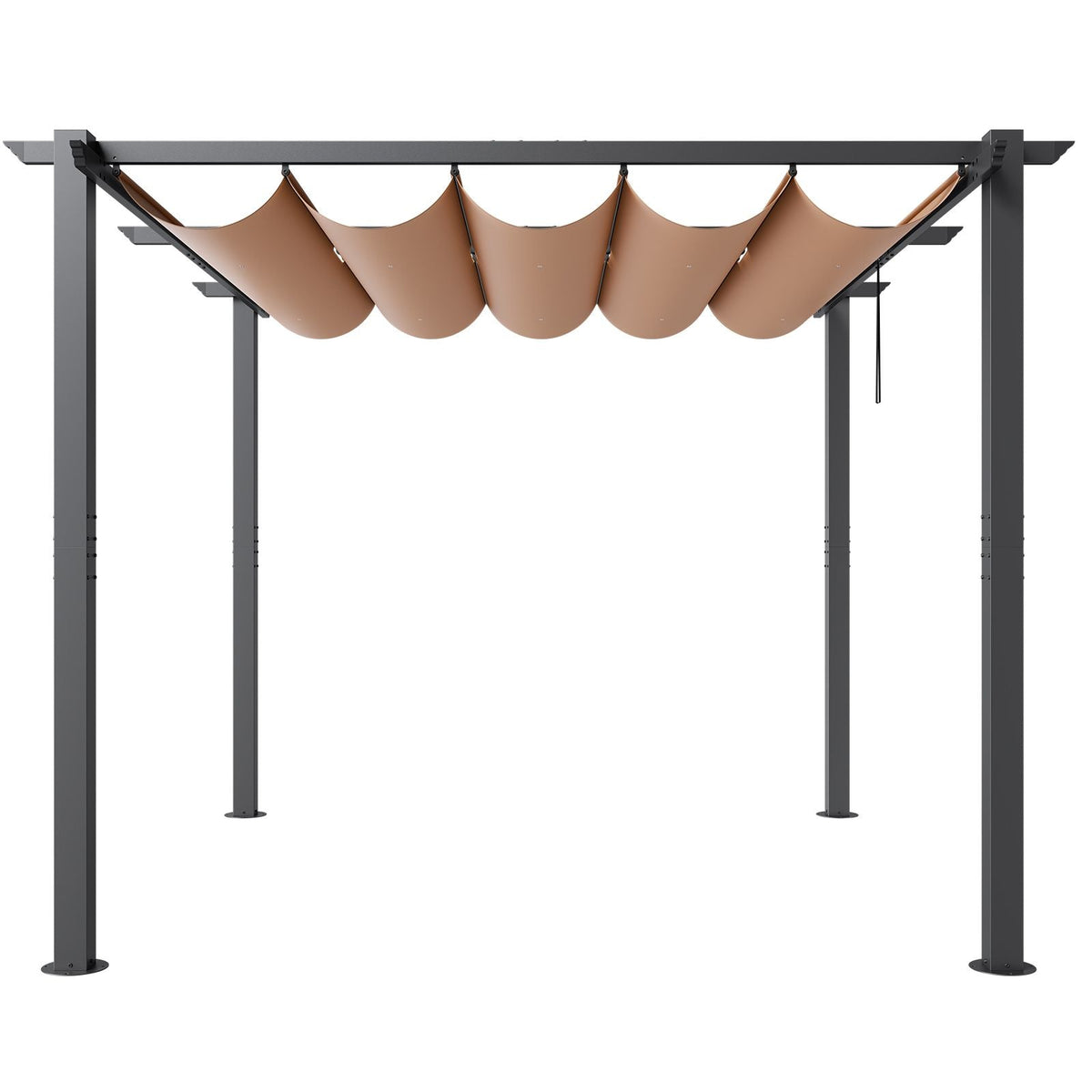 10'x10' Outdoor Retractable Pergola with Canopy, Aluminum Pergola with Retractable Canopy, Modern Pergola with Sun Shade Canopy for Patios, Gardens, Decks, Backyards (Beige)