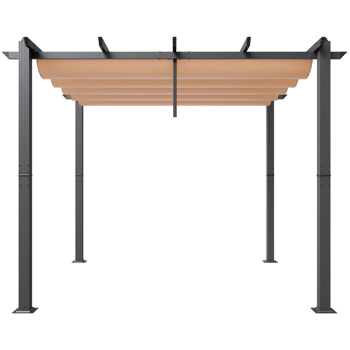 10'x10' Outdoor Retractable Pergola with Canopy, Aluminum Pergola with Retractable Canopy, Modern Pergola with Sun Shade Canopy for Patios, Gardens, Decks, Backyards (Beige)