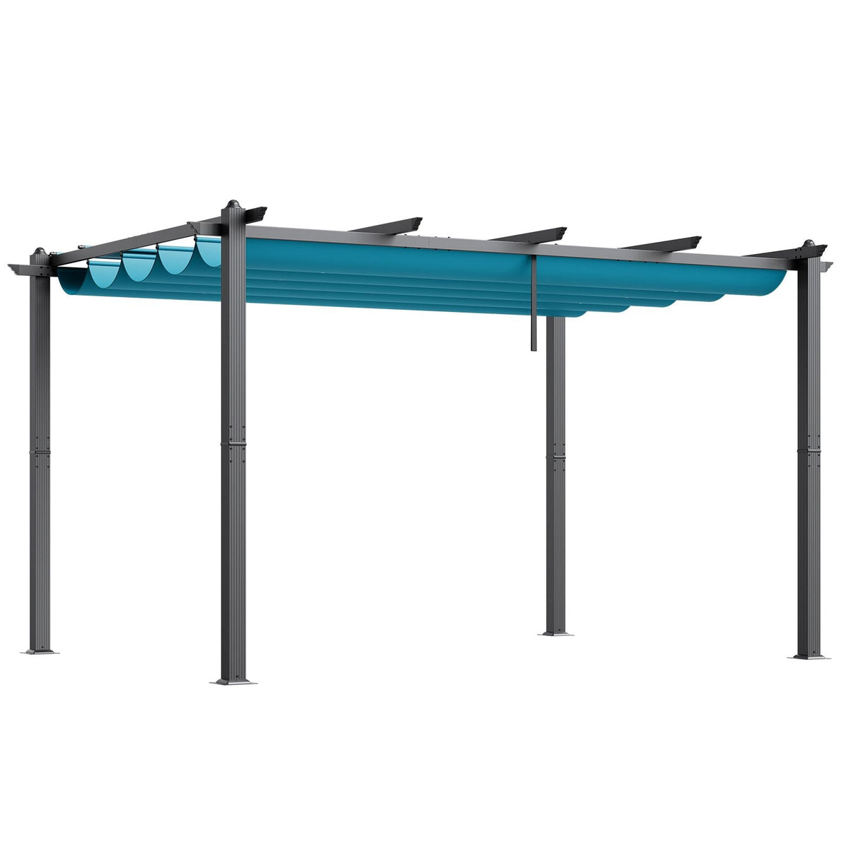 10'x13' Outdoor Retractable Pergola with Canopy, Aluminum Pergola with Retractable Canopy, Modern Pergola with Sun Shade Canopy for Patios, Gardens, Decks, Backyards (Bule)