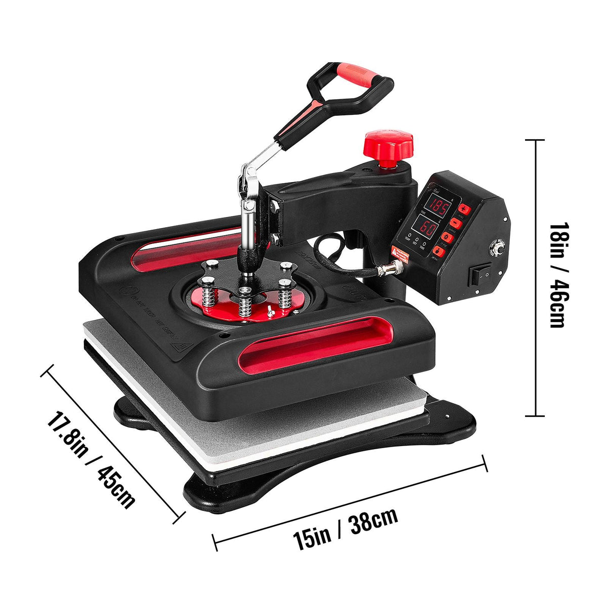 11 in 1 Heat Press, 12 x 15 Inch, Multifunctional Clamshell Printer, Digital Dual-Tube Heat Press Transfer Machine, Swing Away Sublimation Machine for T-Shirt Shoes, 360° Swing Away Design