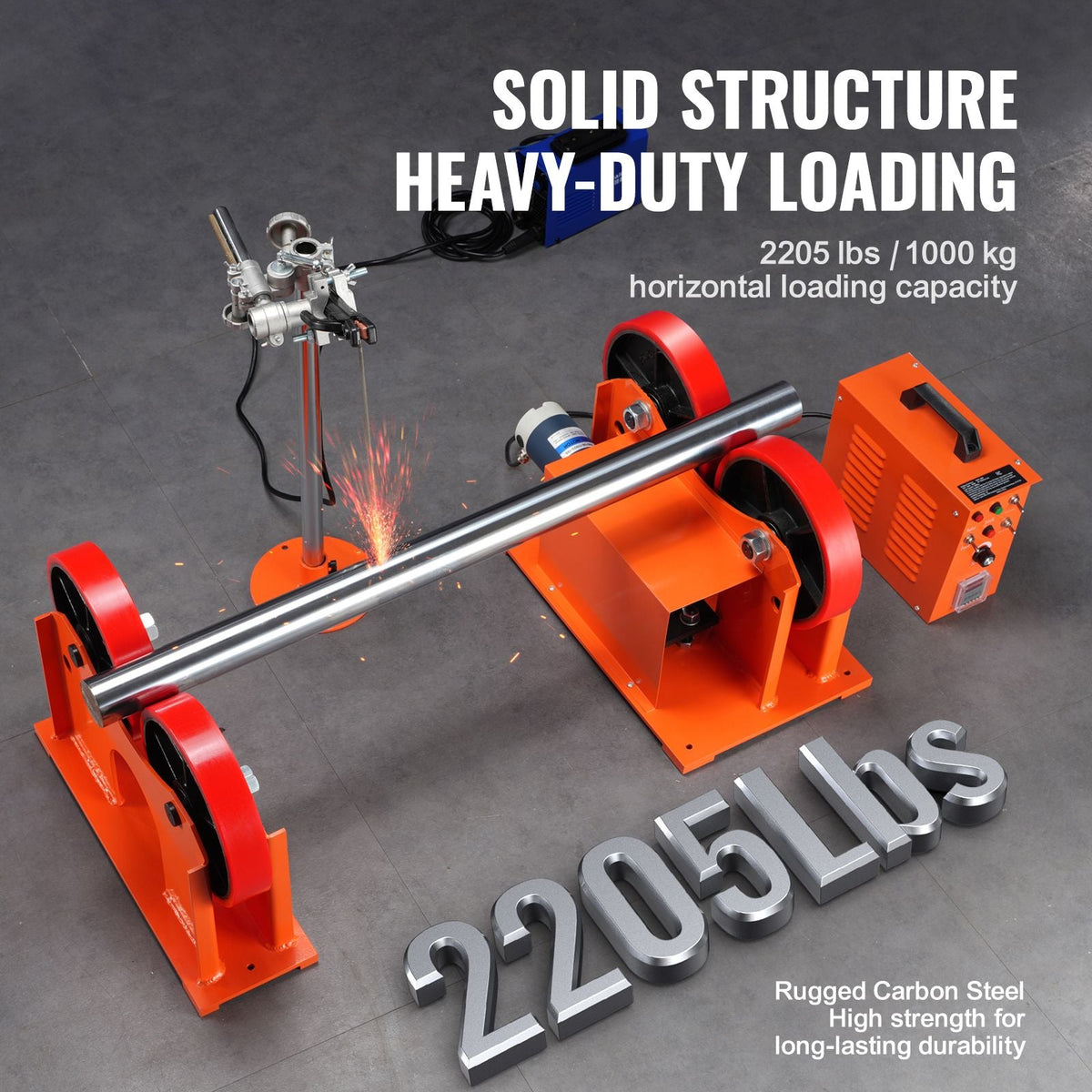 110V Turning Rolls Linkage Roller, 1000KG/2205LBS Loading Welding Turning Roll, 25-1400mm Diameter, 80-1600 mm/min Rotary Welding Positioner & Welding Torch Stand for Welding Equipment Support