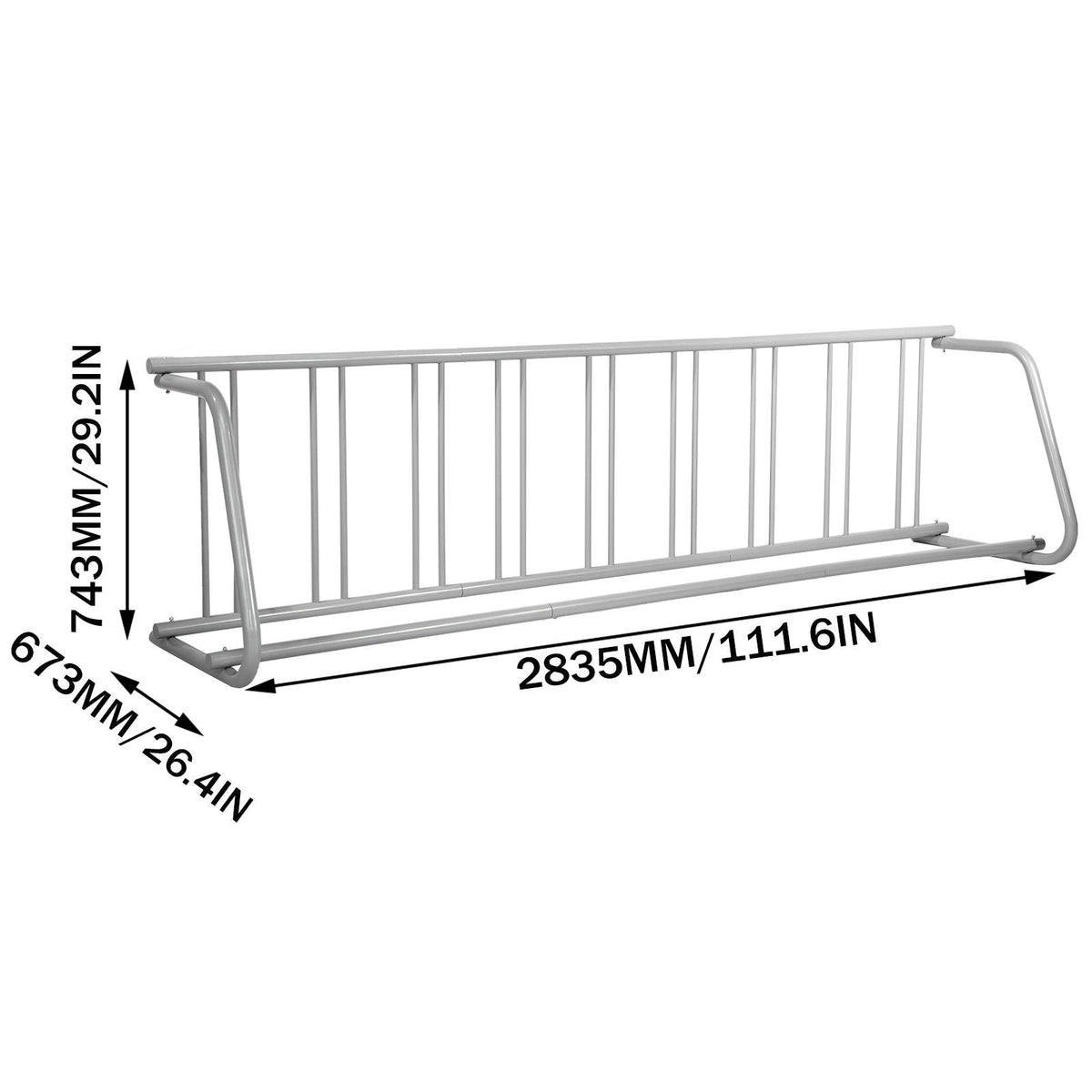 111\" Length Floor Bike Rack, 9 Holders All-Steel Grid Bike Rack, Single-Side Storage Stand for Garages Streets Yards