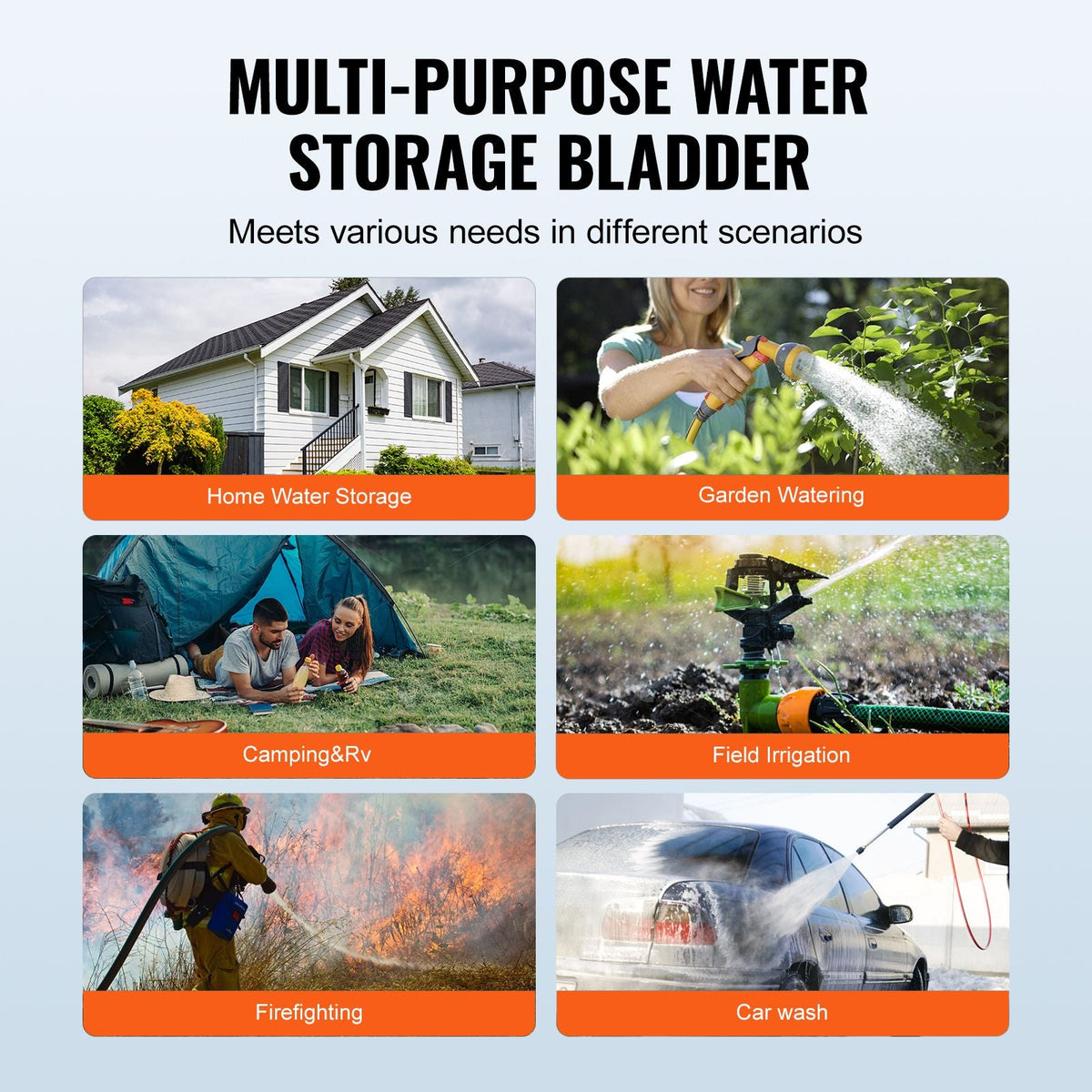 113 L/29.85 Gal Water Storage Bladder, Portable RV Water Tank, 1000D PVC Collapsible Water Storage Containers, Soft Water Bag, Water Bladder, Fire Prevention, Camping, Emergency Water Use, Black