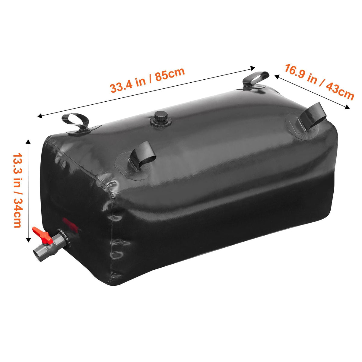 113 L/29.85 Gal Water Storage Bladder, Portable RV Water Tank, 1000D PVC Collapsible Water Storage Containers, Soft Water Bag, Water Bladder, Fire Prevention, Camping, Emergency Water Use, Black