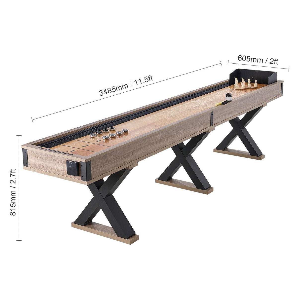 11.5 ft Shuffleboard Table 2 in 1 Shuffleboard and Bowling Combo Game Set