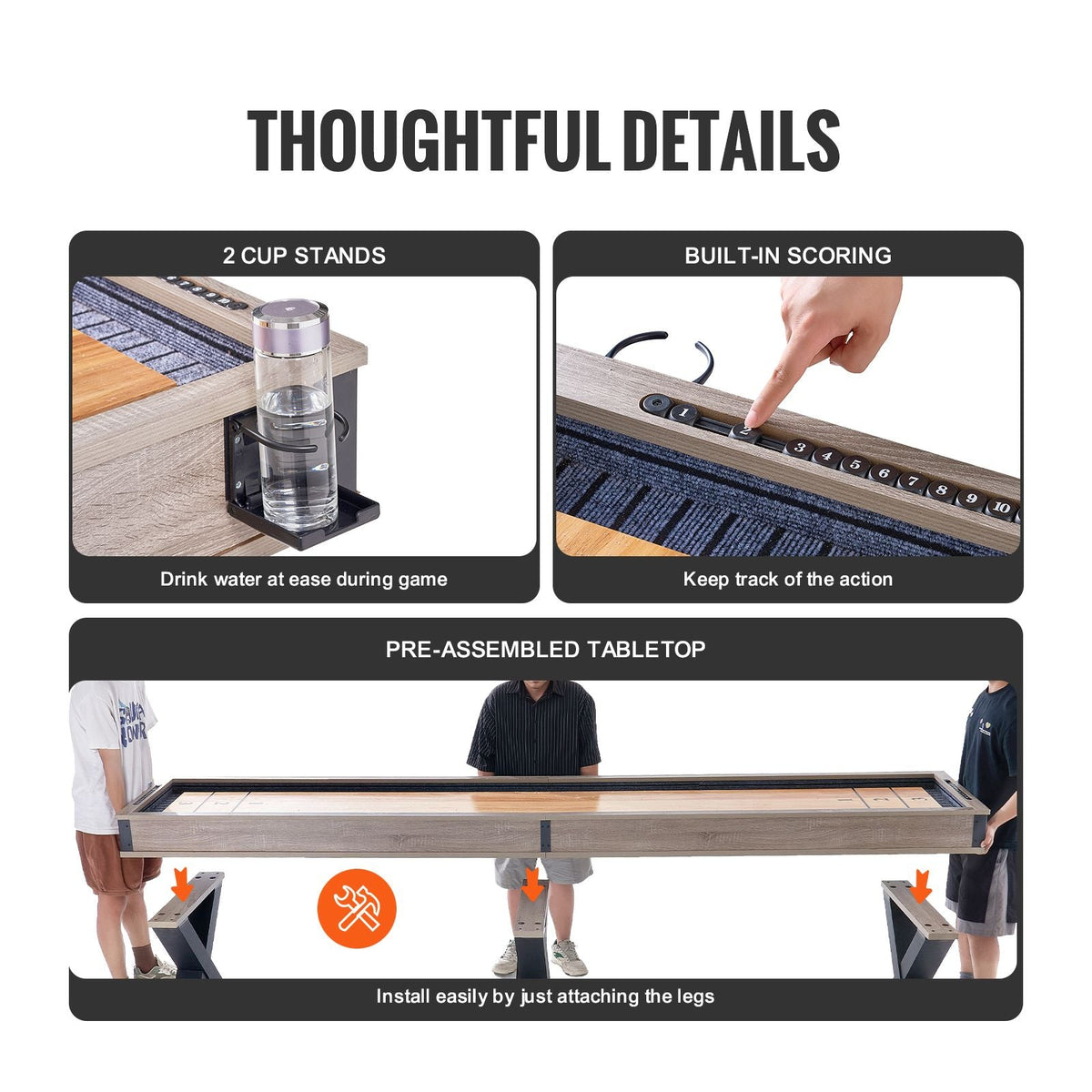 11.5 ft Shuffleboard Table 2 in 1 Shuffleboard and Bowling Combo Game Set