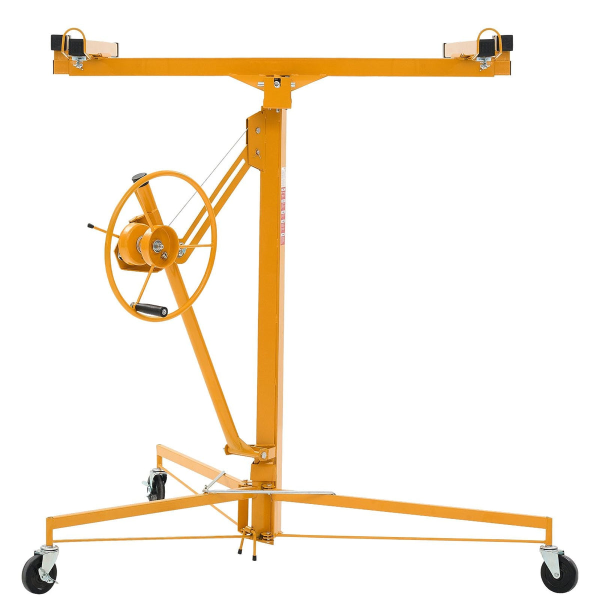 11ft Drywall Lift, Heavy-Duty 150 lbs Sheetrock Hoist with Adjustable Telescoping Arm, Lockable Wheels, Drywall Lifter Panel Jack Hoist Tools Ideal for Ceiling & Wall Installation (Yellow)
