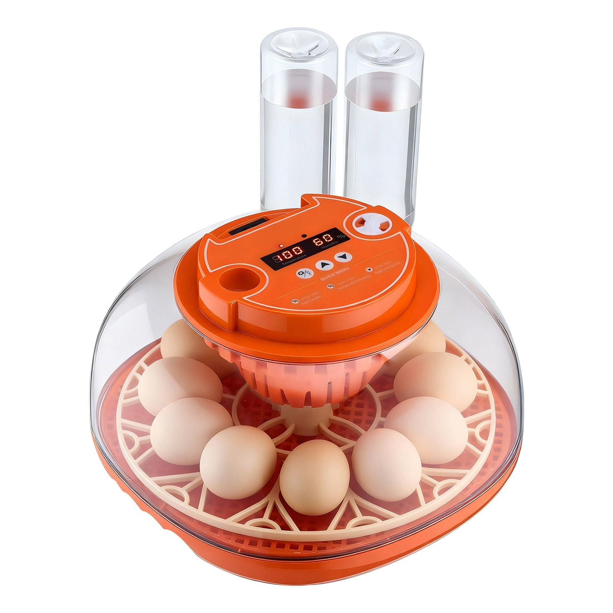 12 Egg Incubator, Automatic Egg Turner with LED Candler, Temperature & Humidity Control, 360° View Clear Window, Poultry Eggs Incubator for Home Farm, Hatching Chicks Ducks Goose Quail