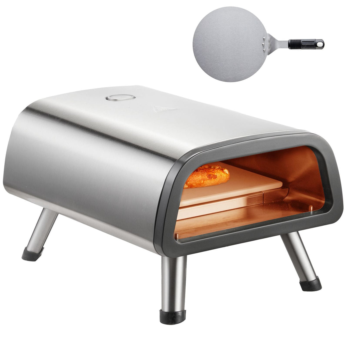 12" Electric Pizza Oven Countertop, Stainless Steel Pizza Maker Machine with Pizza Stone and Spatula, Heats up to 850 Fahrenheit , Multipurpose Indoor & Outdoor Pizza Cooker