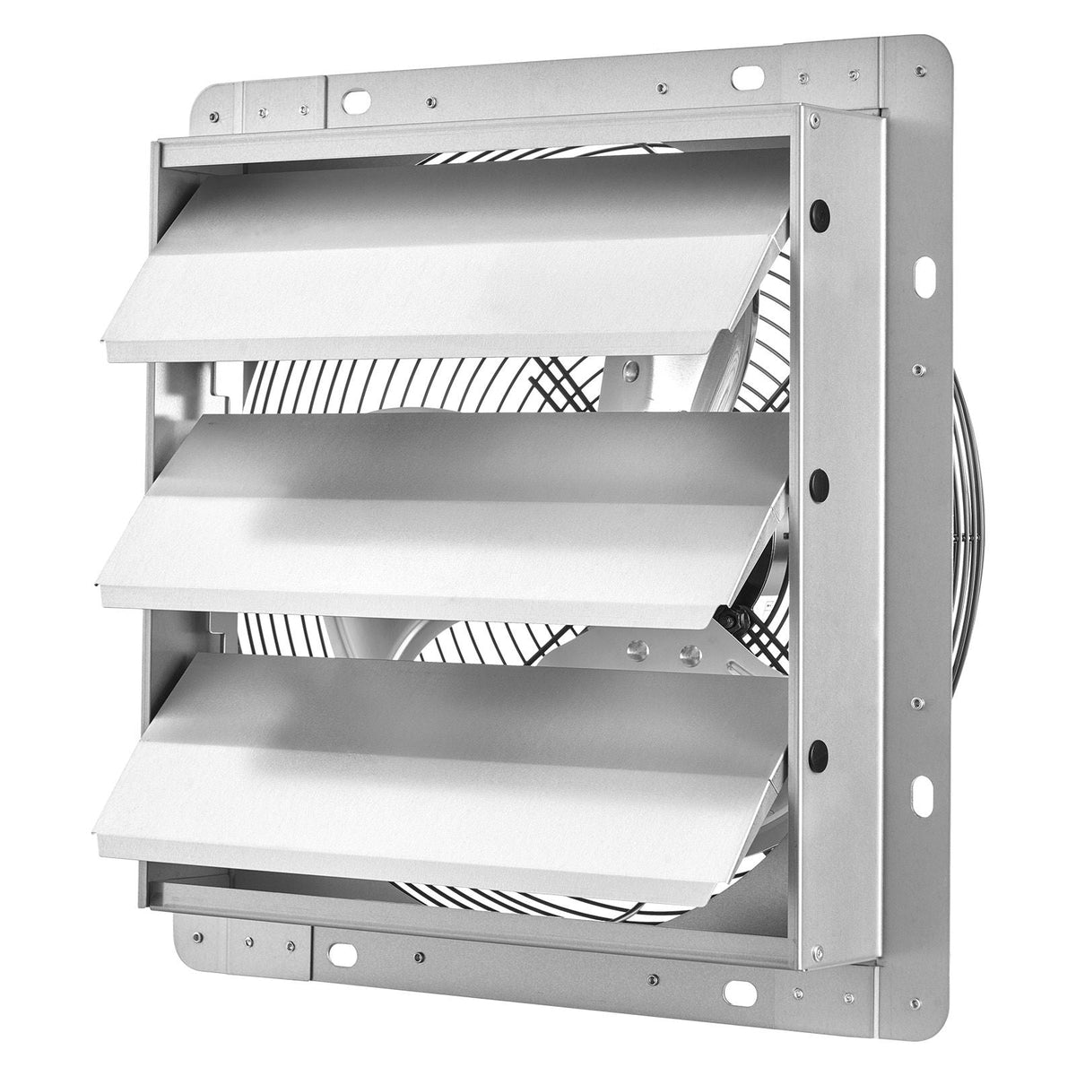 12 Inch Shutter Exhaust Fan Wall Mounted 1347 CFM Automatic Louvers, Sturdy Steel Housing, Low Noise, AC Motor, Ventilation and Cooling for Attic, Garage, Barn, Greenhouse, Workshop, Silver