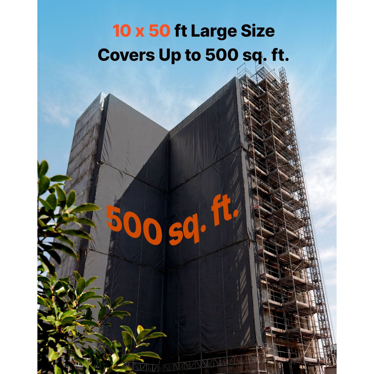 12 Mil Plastic Sheeting 10' x 50' Heavy Duty Thick Polyethylene Roll, Plastic Drop Cloth Painters Tarp, Polyethylene Covering for Crawl Space Vapor Barrier, Weed Control, Garden, Black & White