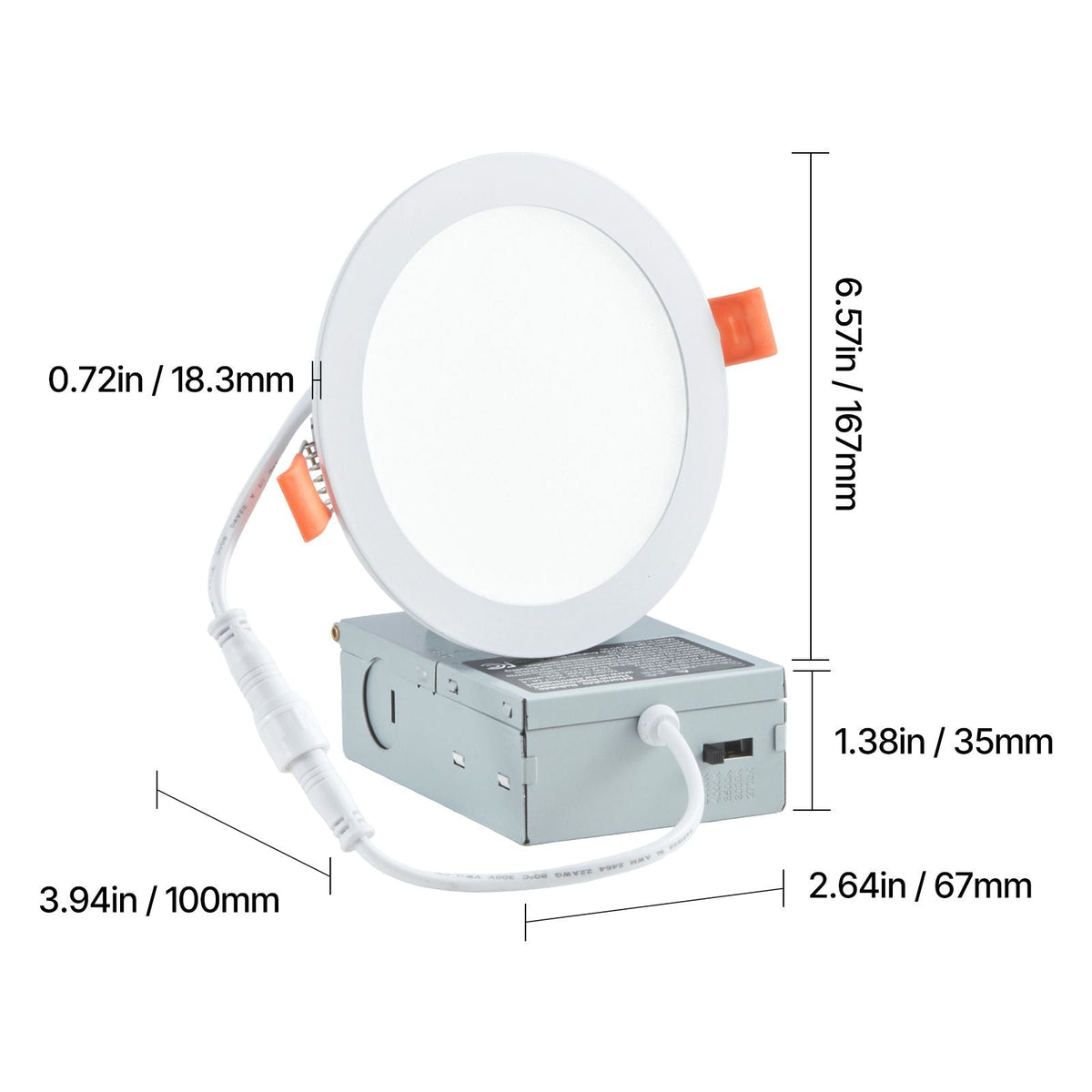 12 Pack 6 Inch LED Recessed Ceiling Light, 5CCT, Canless Wafer Downlight with Junction Box, 2700K/3000K/3500K/4000K/5000K Selectable, 1100 LM High Brightness 12W 120V, for Indoor Home Lighting