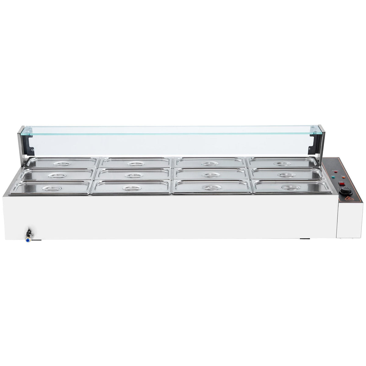 12-Pan Commercial Food Warmer, 12 x 5QT Electric Steam Table with Glass Cover, 1700W Countertop Stainless Steel Buffet Bain Marie 86-185 Fahrenheit Temp Control